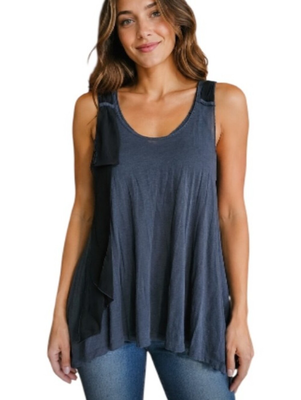 Free People Charcoal Combo Tank Top-NWT